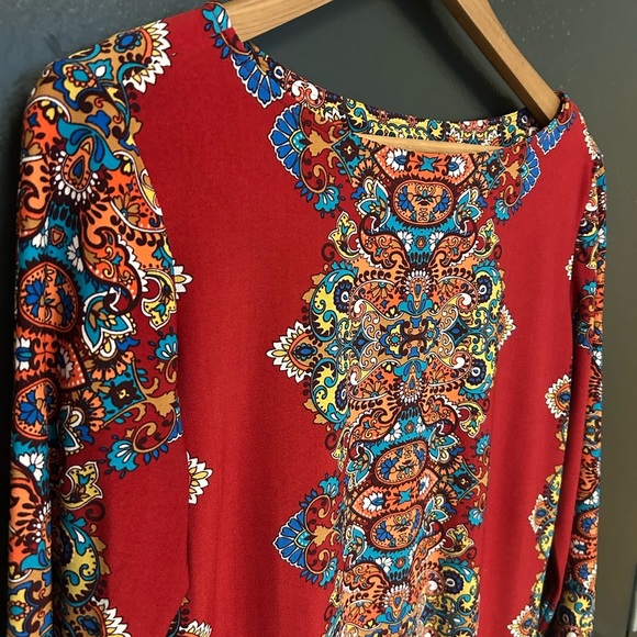 London Times Size 14 poly/spandex boho dress in excellent near new condition - Picture 2 of 13
